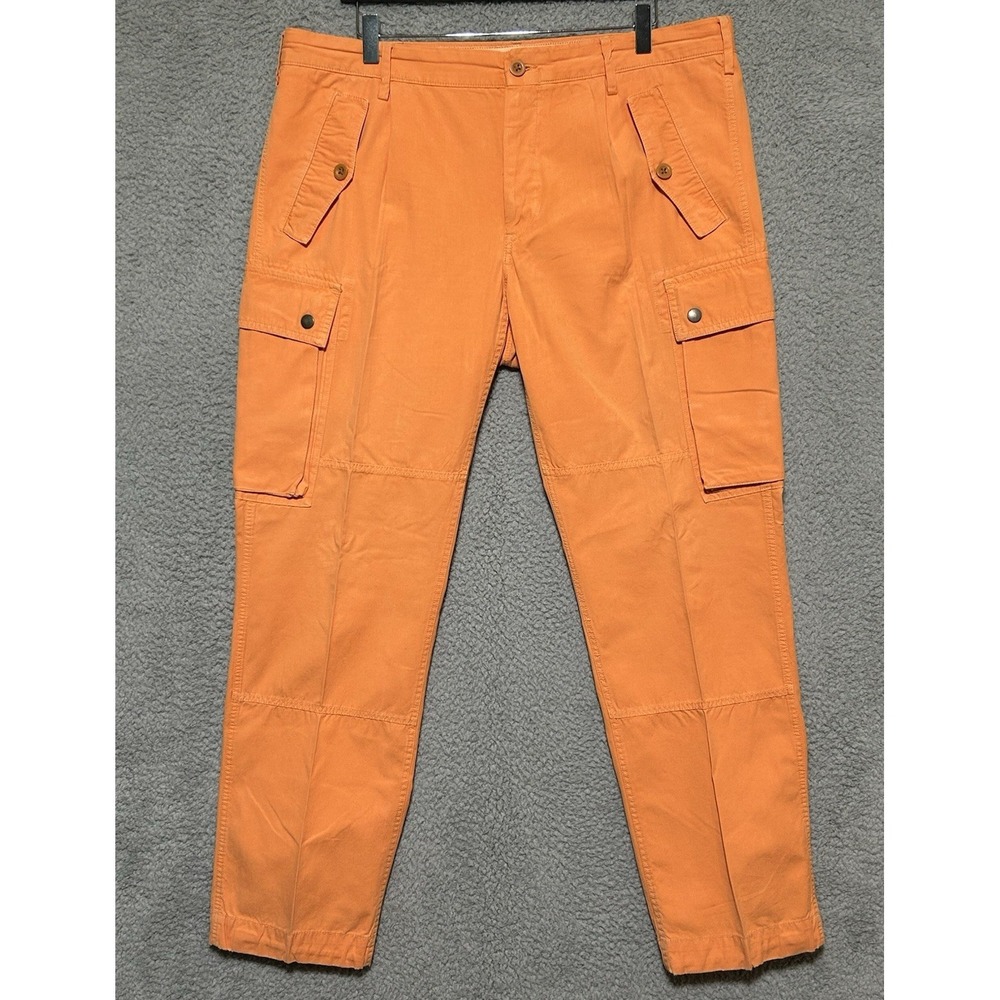 Polo Ralph Lauren Standard Issue Orange Cotton Cargo Pants Mens Straight Leg‎